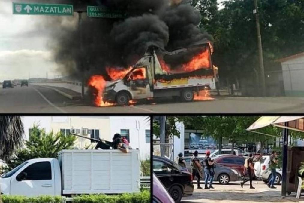 Balaceras, incendios y caos: las fotos por la captura del hijo de 'El Chapo'