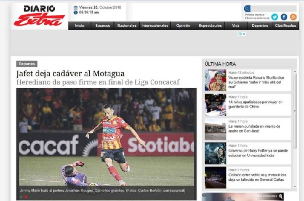 Esto dijo la prensa de Costa Rica tras la derrota de Motagua ante Herediano