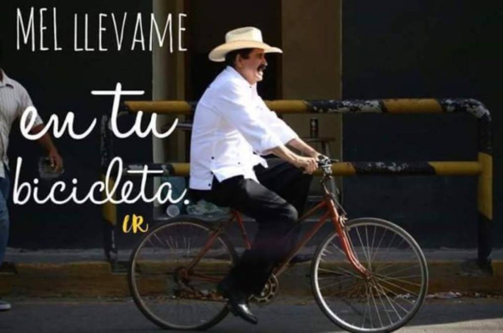 Divertidos memes de Mel Zelaya en bicicleta