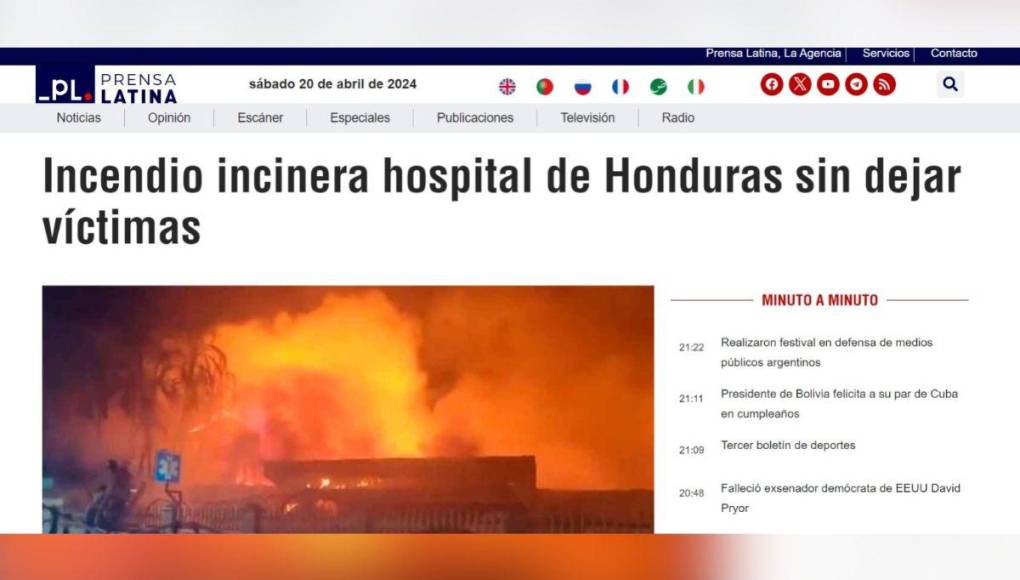 Así informó el mundo el pavoroso incendio en el Hospital de Roatán