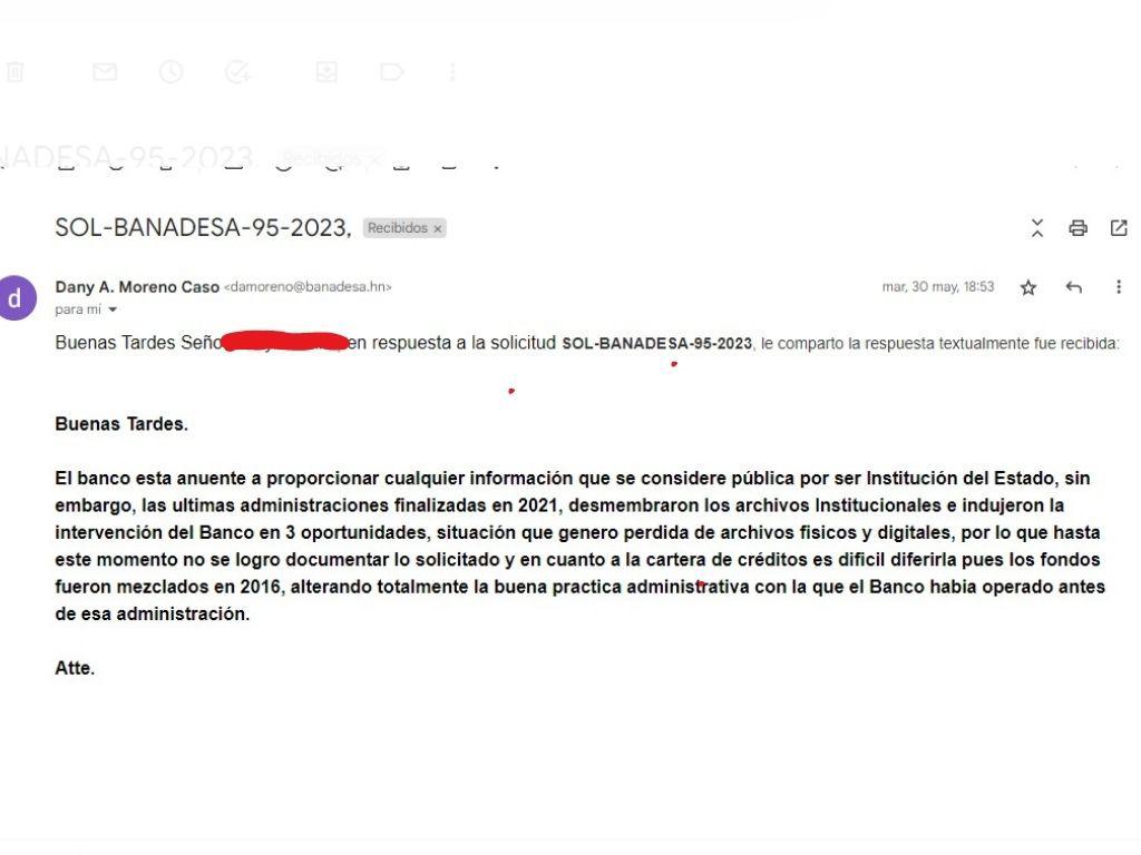$!Esta fue la respuesta de Banadesa a EL HERALDO Plus al solicitar un informe sobre el uso de los recursos prestados por Venezuela.