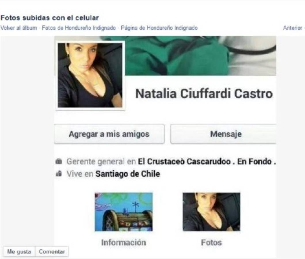 Chilena vinculada a corrupción en IHSS cerró su cuenta de Facebook