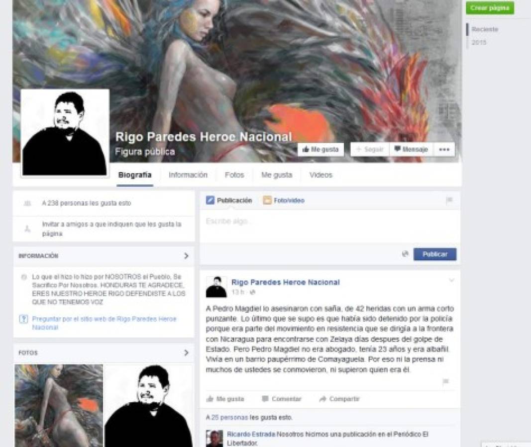 Crean cuenta en Facebook en apoyo a Rigoberto Paredes
