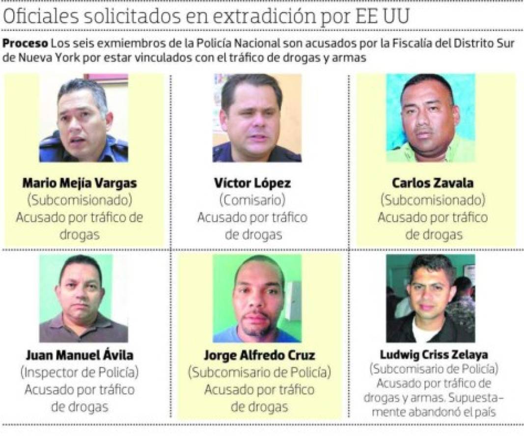 Estos son los expolicías acusados por EEUU por los delitos de tráfico de drogas y armas, foto: El Heraldo.