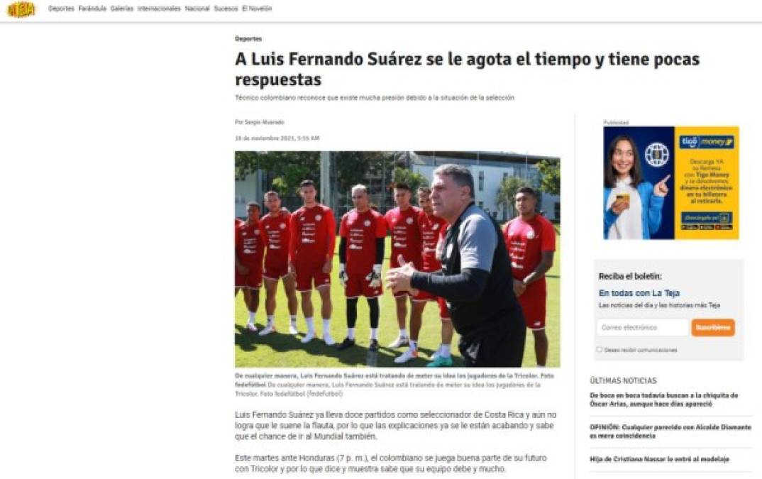 'La Sele necesita rivales débiles': Así opina la prensa de Costa Rica previo al partido ante Honduras