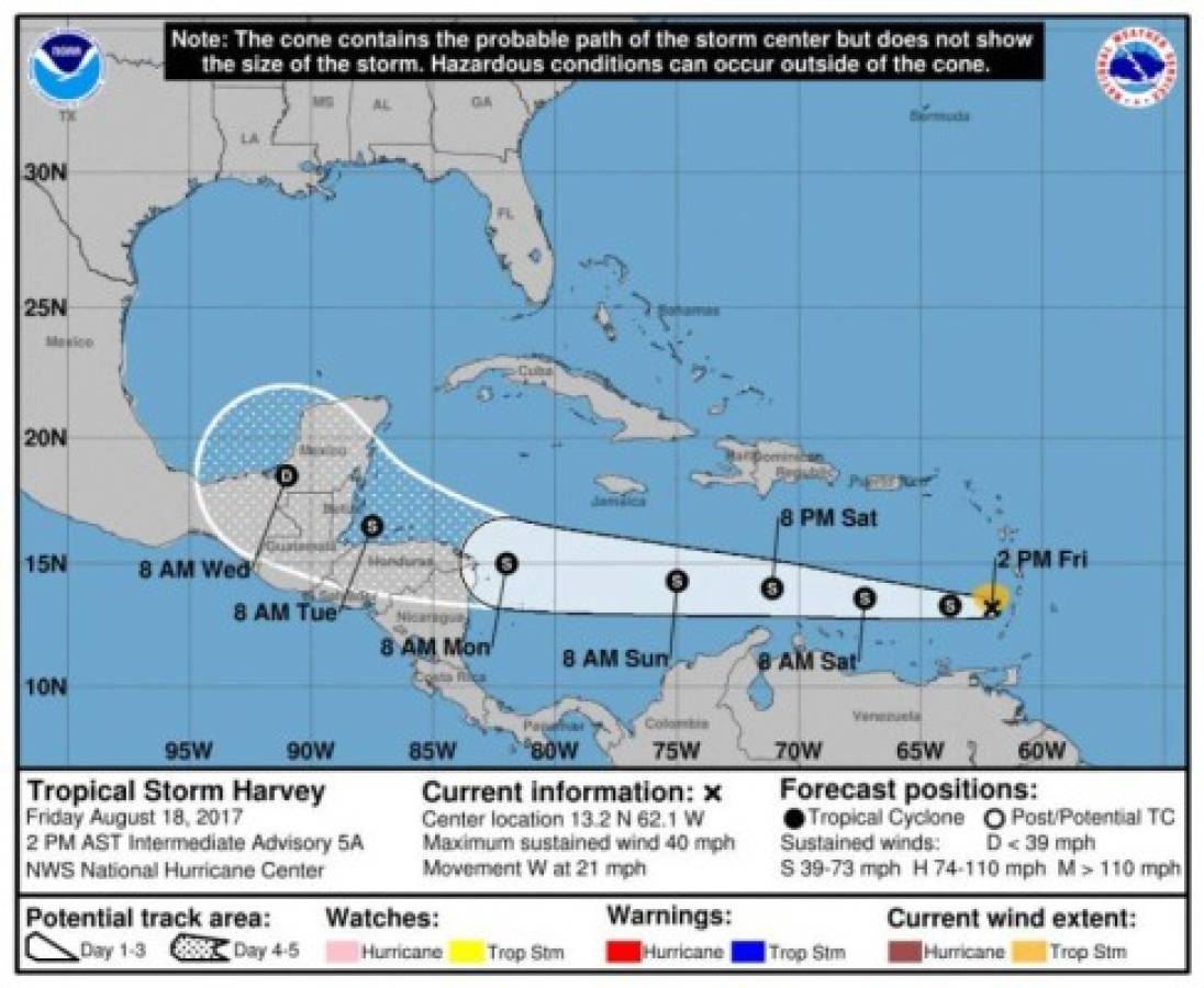 Siete departamentos de Honduras en alerta verde por Tormenta Tropical Harvey