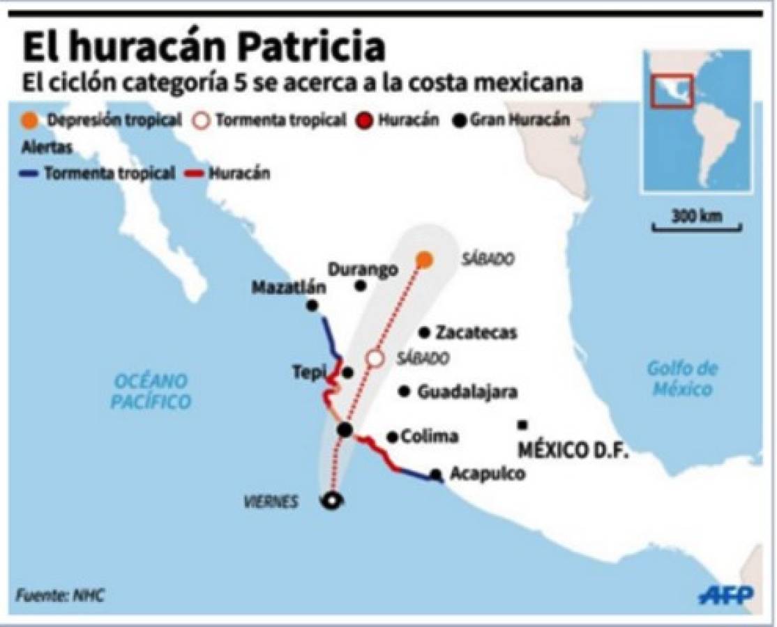 México en alerta ante Patricia, el mayor huracán registrado en el mundo