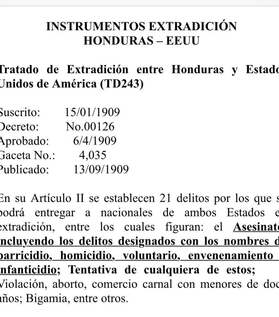 Honduras sí tiene tratado de extradición con EUA por asesinato, asegura el canciller Reina