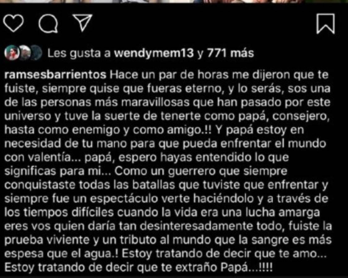 Este fue el desgarrador mensaje del artista hondureño. Cortesía: @ramsesbarrientos