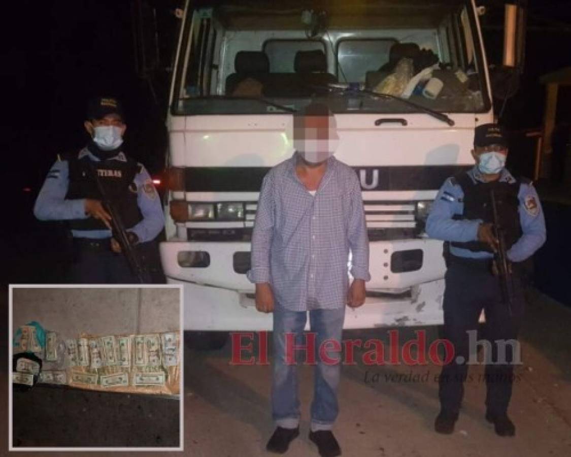 Detienen a conductor de camión con 17 paquetes de dólares en Choluteca