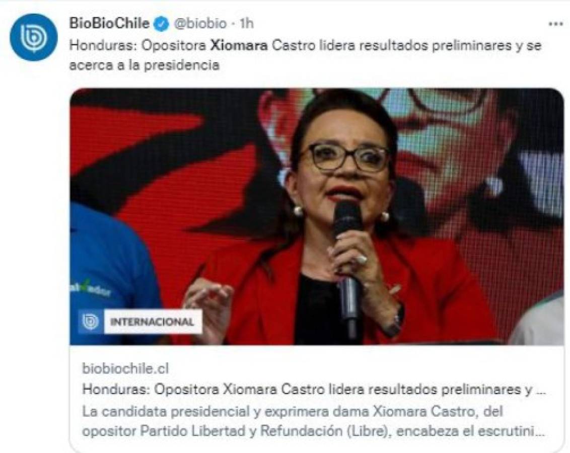 Así informan medios internacionales la virtual victoria de Xiomara Castro