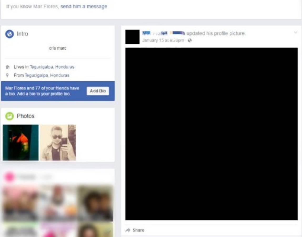 Esa misma noche del crimen, a las 8:15 PM, Cristian modificó su foto de perfil en Facebook y colocó un fondo negro. Se desconoce si cometió el homicidio antes o después de esta interacción en redes.