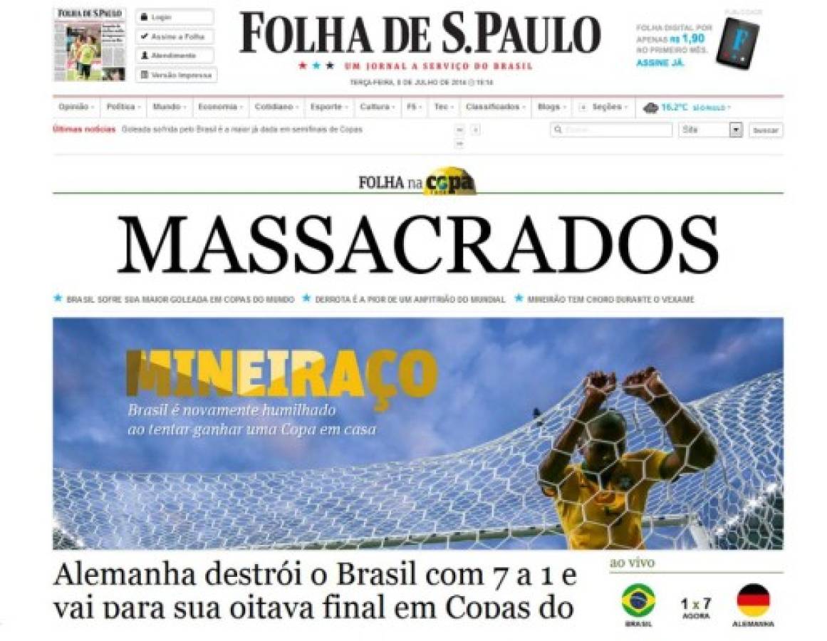 'Masacre', 'humillación' y 'vergüenza', prensa brasileña