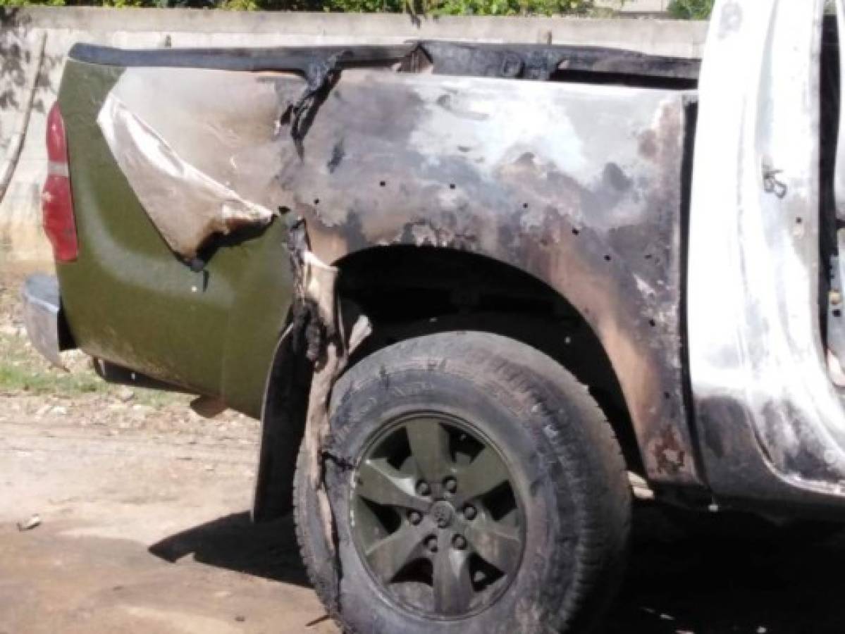 Encuentran incinerado vehículo usado en masacre que dejó cinco muertos en La Esperanza