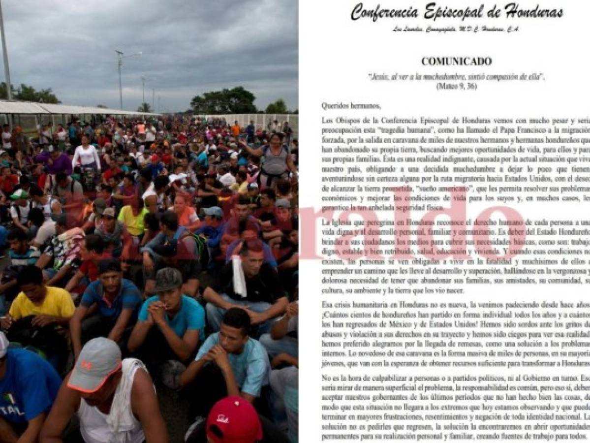 Conferencia Episcopal de Honduras tilda caravana de migrantes como 'tragedia humana'