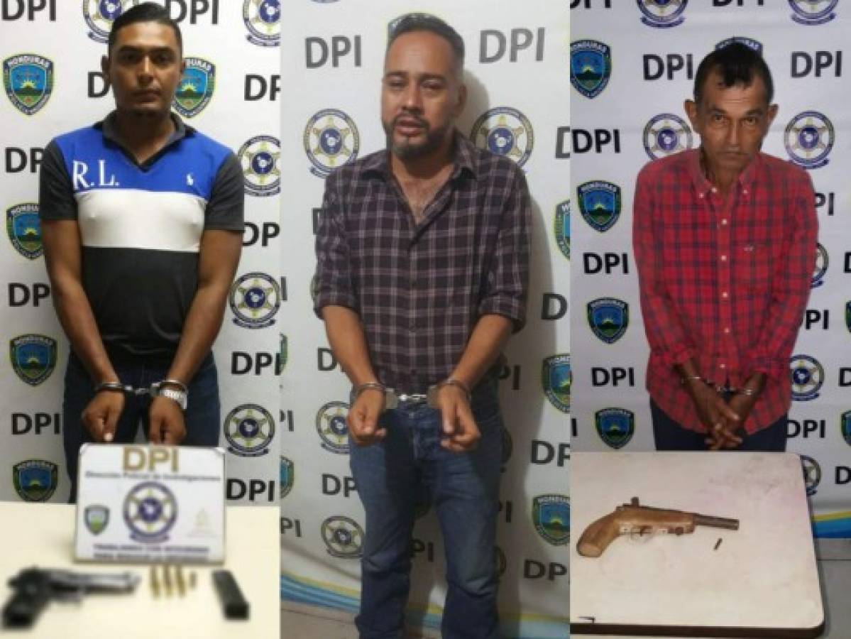 Tres hondureños son detenidos y acusados del delito de portacióm ilegal de armas en Honduras