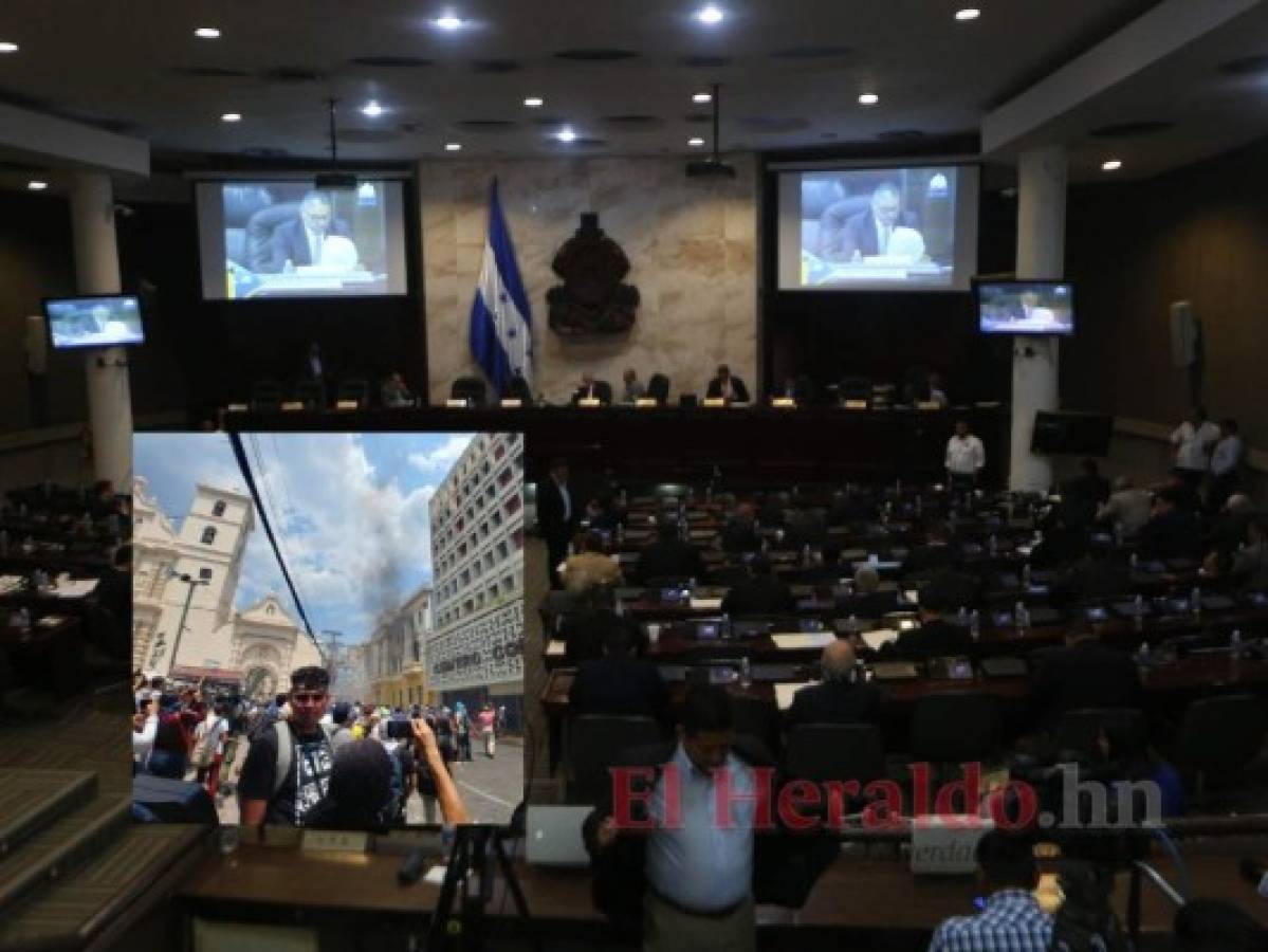 Suspenden sesión legislativa del Congreso Nacional por violentas protestas en la capital