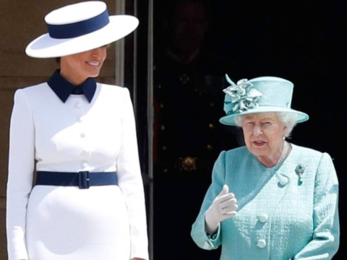 Melania Trump se roba la atención con su vestido durante visita a la Reina Isabel II