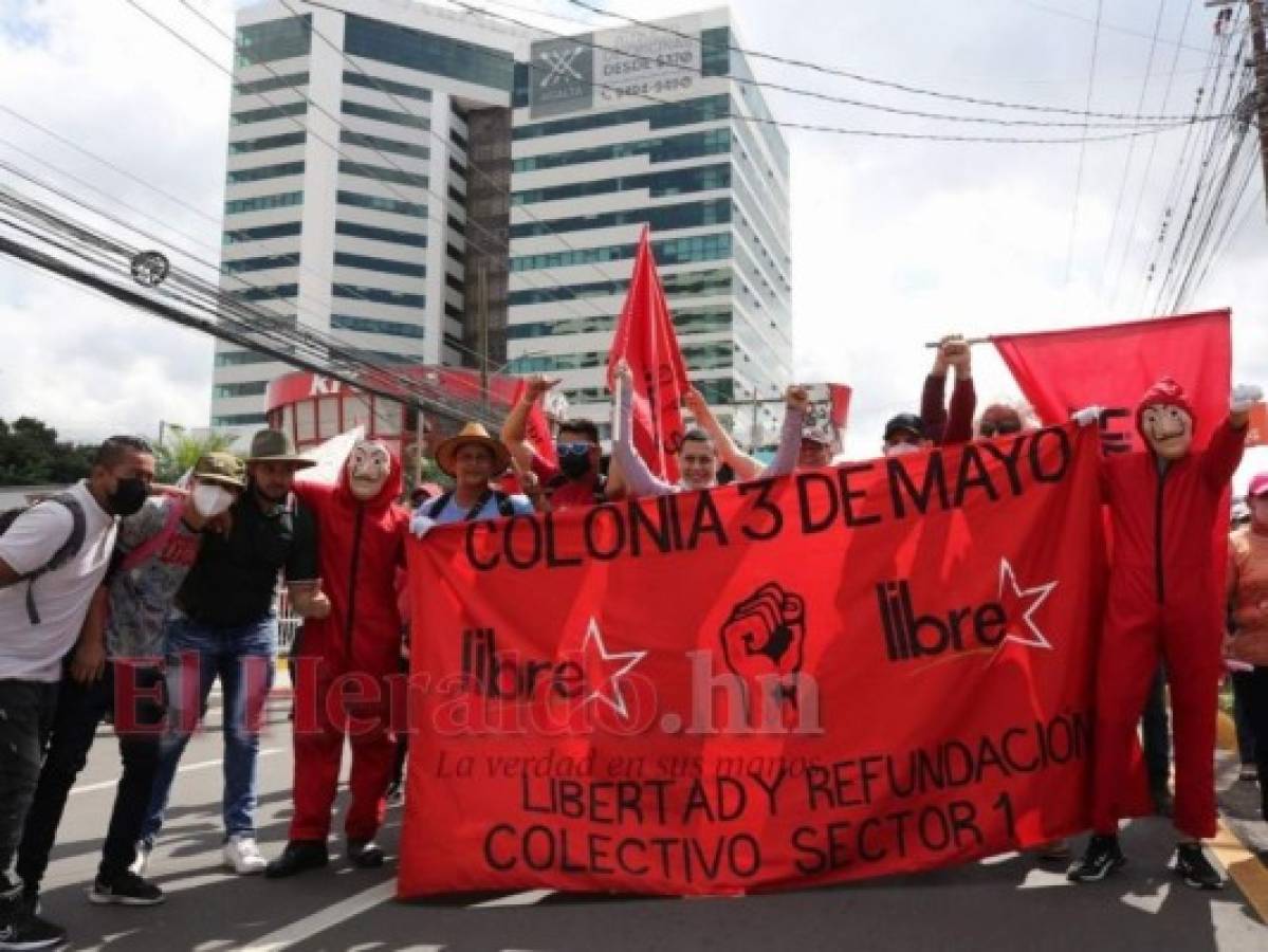 'La casa de papel', '¡No a las ZEDE!' y el discurso de Xiomara: Así protestó Libre en el Bicentenario