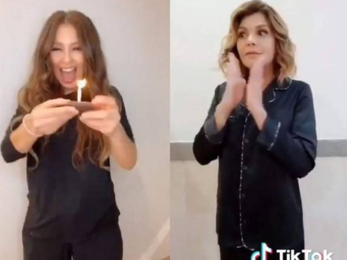 Itatí Cantoral y Thalía recrean video de la 'niña del pastel' y se viraliza