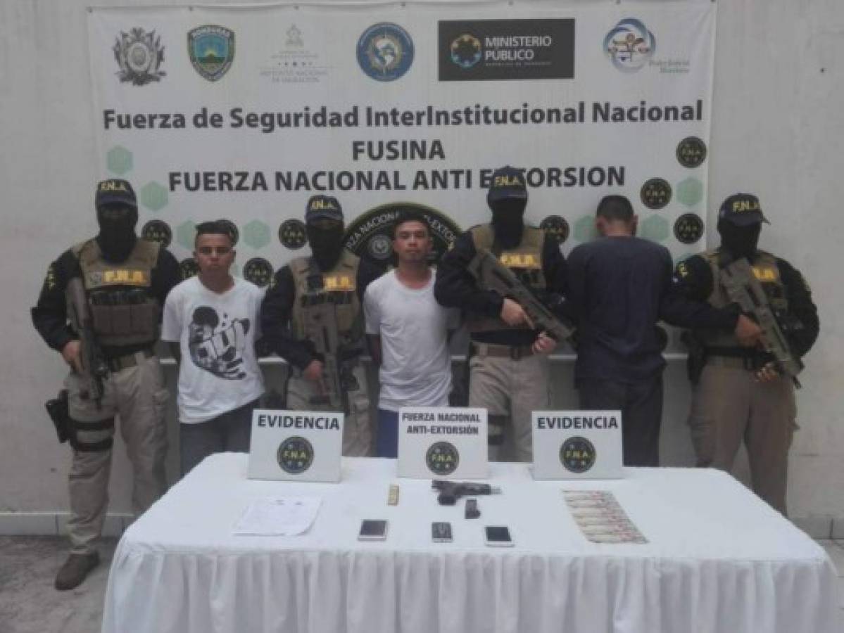 Capturan a tres presuntos extorsionadores en la colonia Las Pavas de la capital