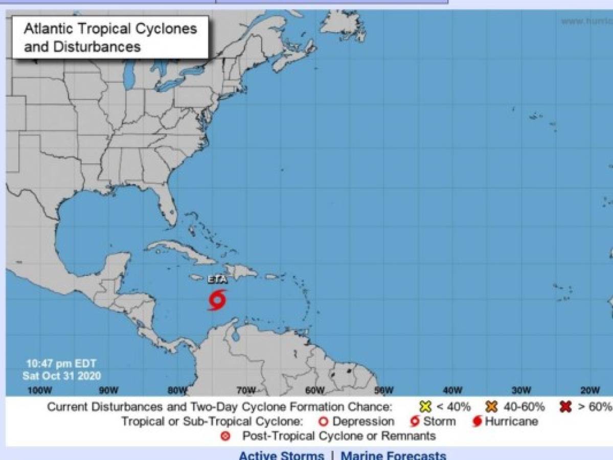 Eta podría convertirse en huracán al acercarse a Honduras