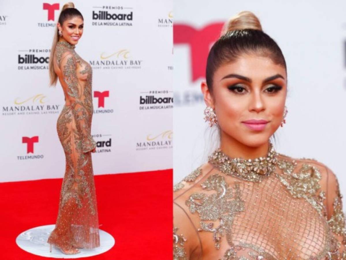 Pautips encanta a sus fans con atrevido vestido dorado para asistir a los Latin Billboard 2019
