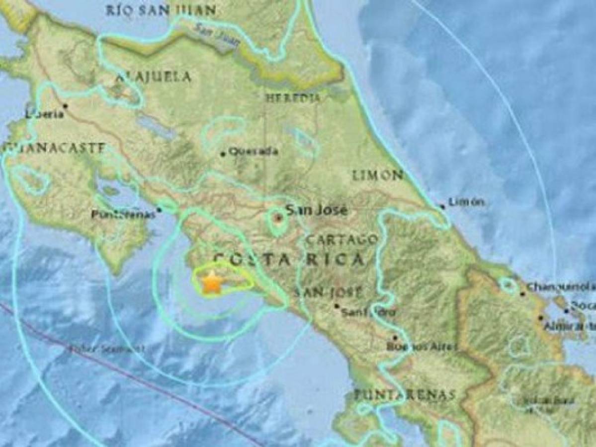 Sismo de magnitud 6,0 remece el sur de Costa Rica  
