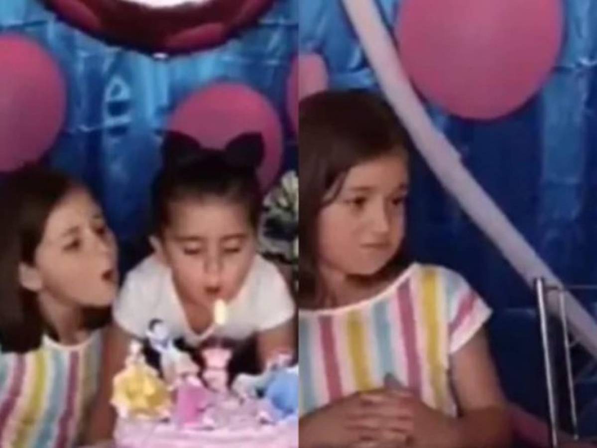 VIDEO: Niña se enfurece porque le soplaron las velas del pastel