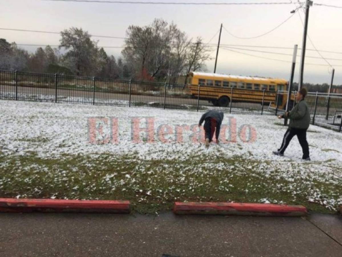 FOTOS: Hondureños en Houston, Texas, reportan sorpresiva nevada después de 9 años