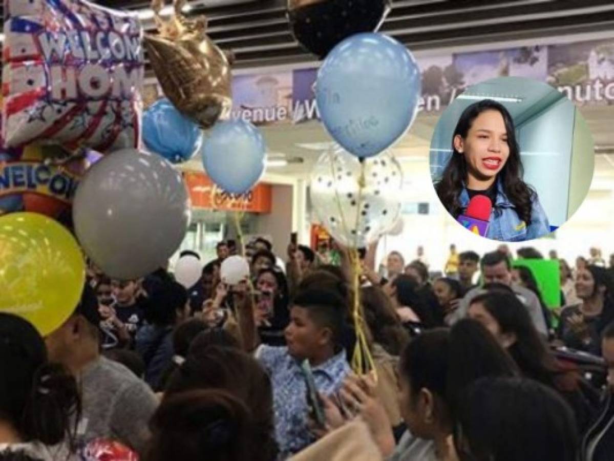 Con globos, flores y gritos reciben a Angie Flores en San Pedro Sula