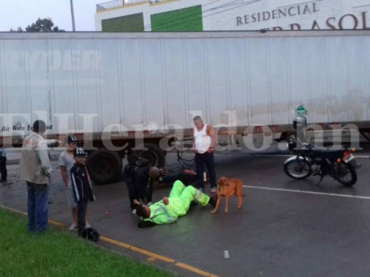 Accidente de tránsito deja un motociclista herido en la carretera al norte de Tegucigalpa