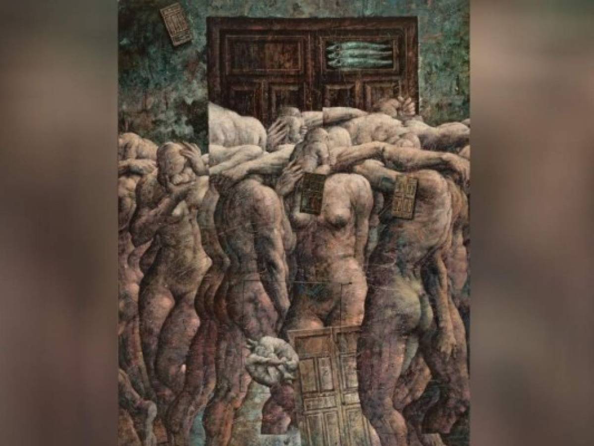 “La puerta mágica”, 1996. Enjambre de cuerpos, búsqueda y encuentro con el otro, el cuerpo es la dimensión humana de todo lo vivido, de todo lo anhelado.