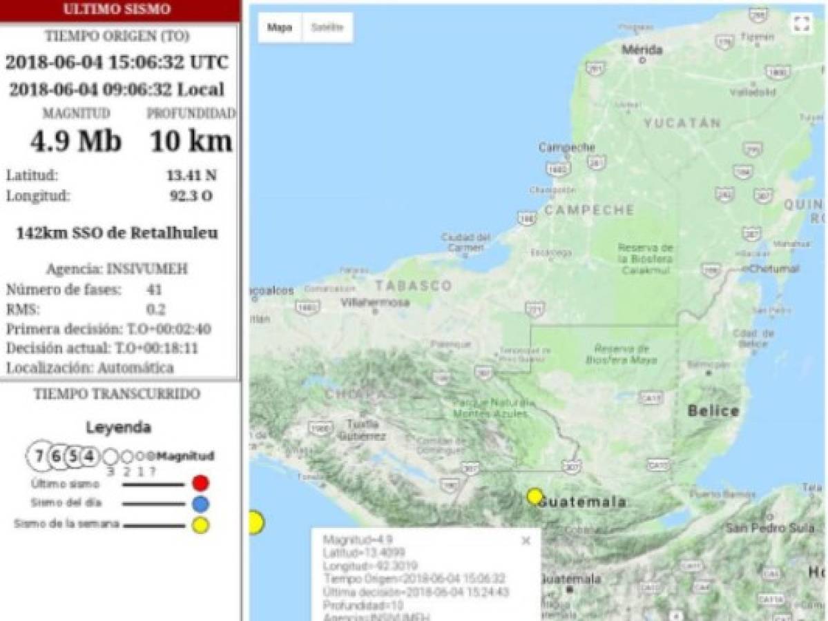 Sismo de 4.9 grados sacude la costa de Guatemala tras erupción de volcán de Fuego