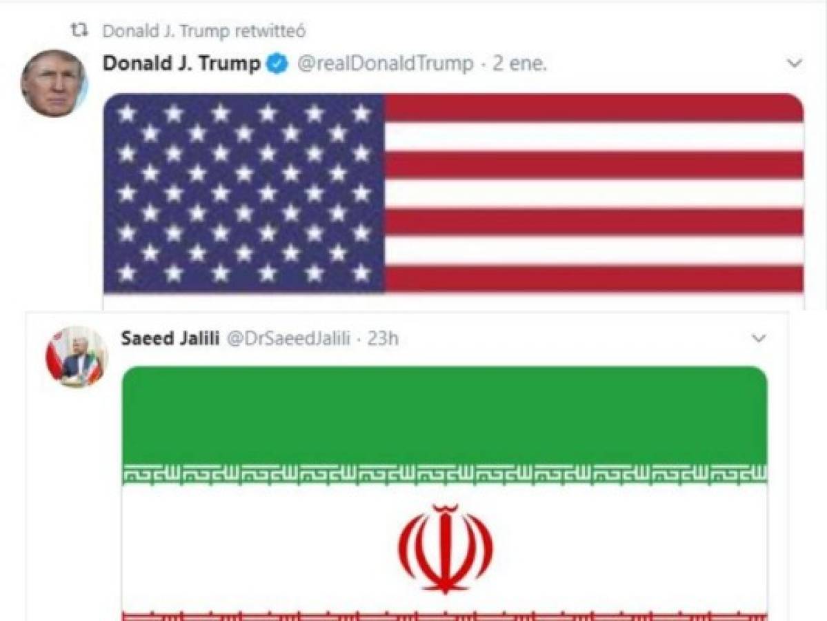 Irán tuitea bandera tras ataque a base militar de EEUU, igual que Trump tras asesinar a Soleimani