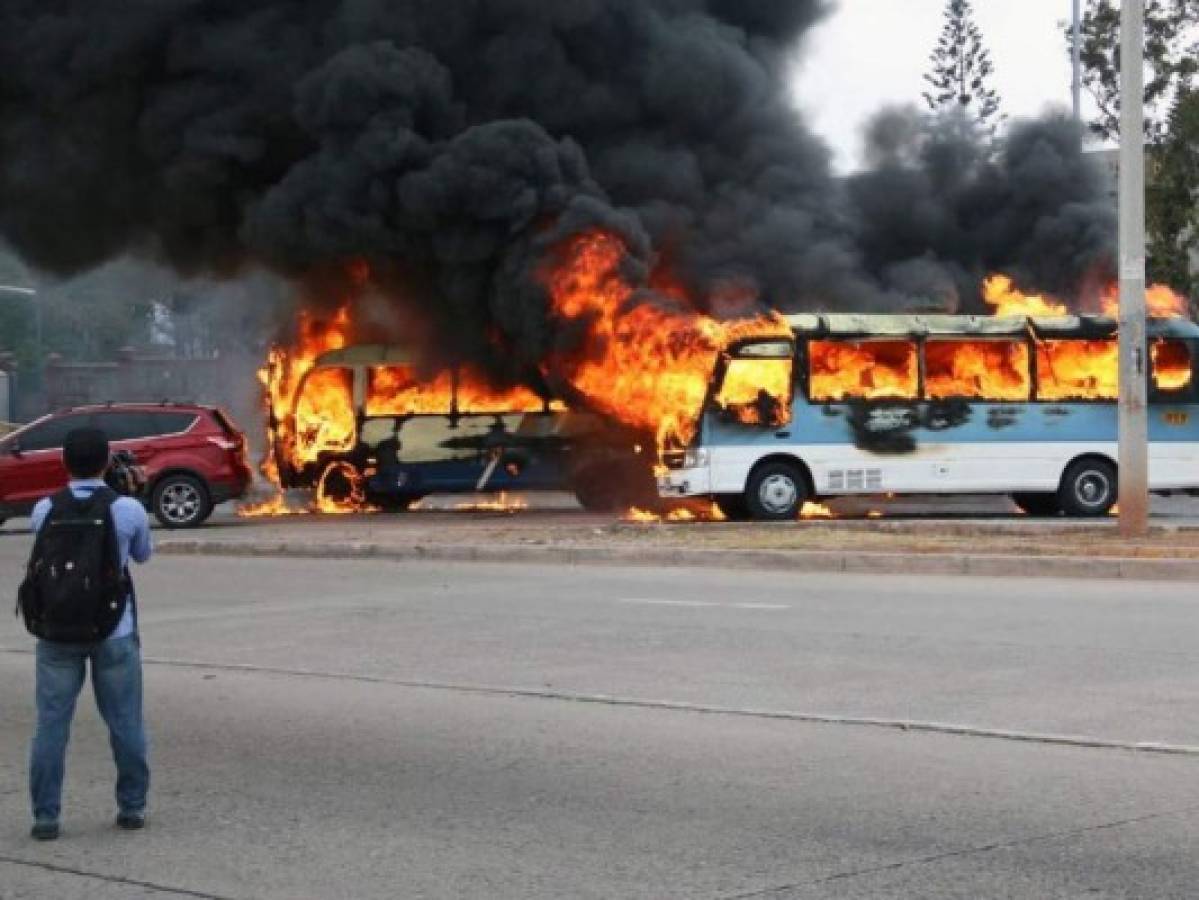Un total de nueve buses rapiditos han sido quemados en Honduras en lo que va de 2018