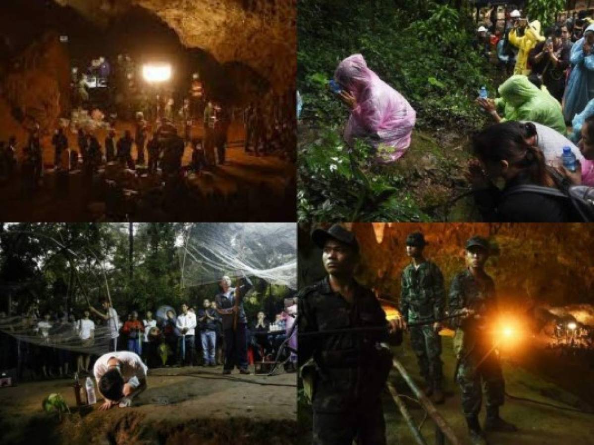 Socorristas intentan bajar el nivel del agua en cueva con niños atrapados en Tailandia