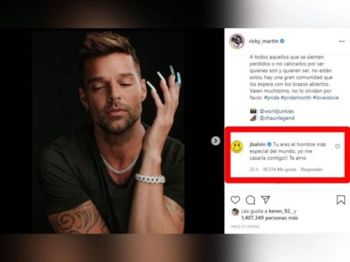 Este fue el mensaje que J Balvin le escribió a Ricky Martin en su publicación en Instagram.
