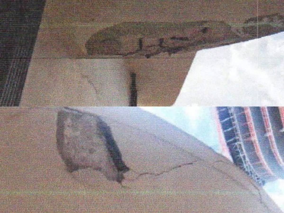 Imágenes compartidas por el ingeniero Morabito en su informe sobre los daños del edificio.