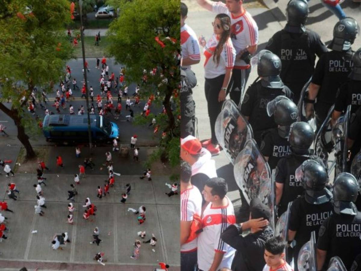 Fuertes enfrentamientos y detenidos se pueden observar en las imágenes que fueron difundidas por los diferentes medios deportivos. AP