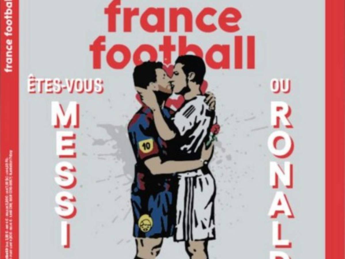 Messi y Ronaldo se besan en portada de France Football