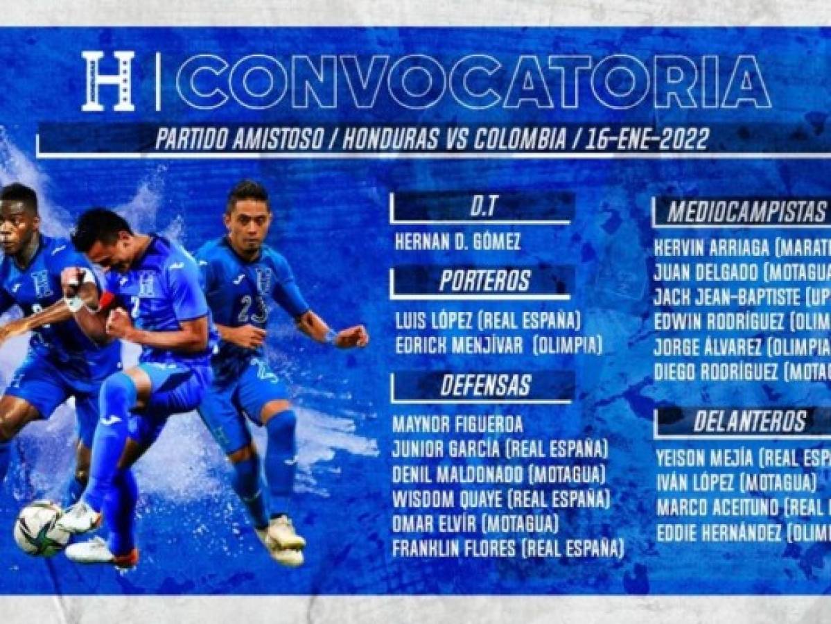 La Selección de Honduras hace oficial su convocatoria para amistoso ante Colombia  