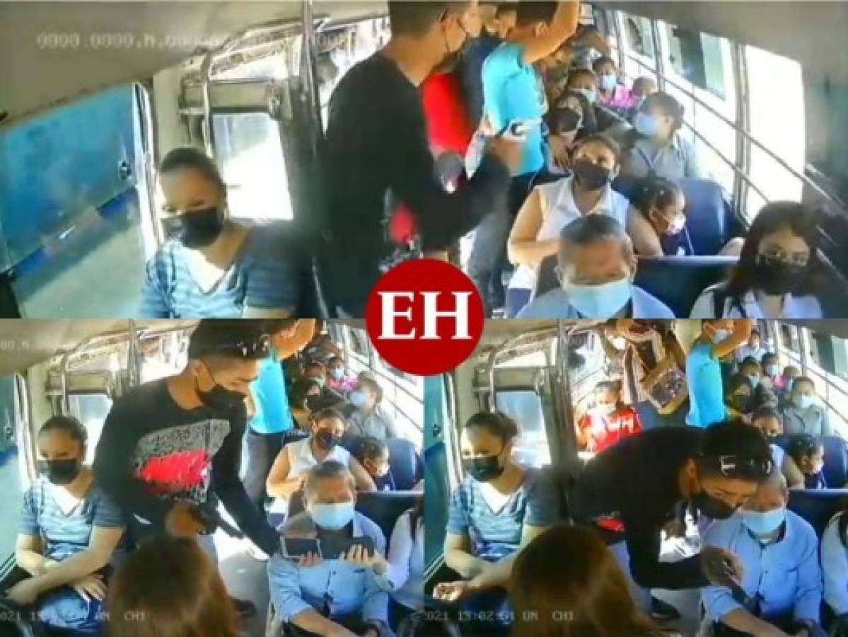 VIDEO: Captan a pareja asaltando autobús al norte de El Salvador