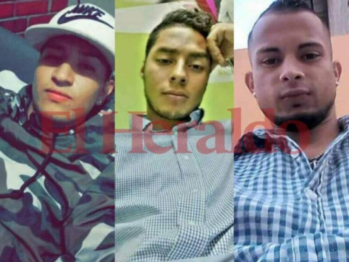 Fotografías en vida de los tres jóvenes ultimados en La Esperanza, Kenneth Ortiz, Luis Solís y Jonathan Martínez.