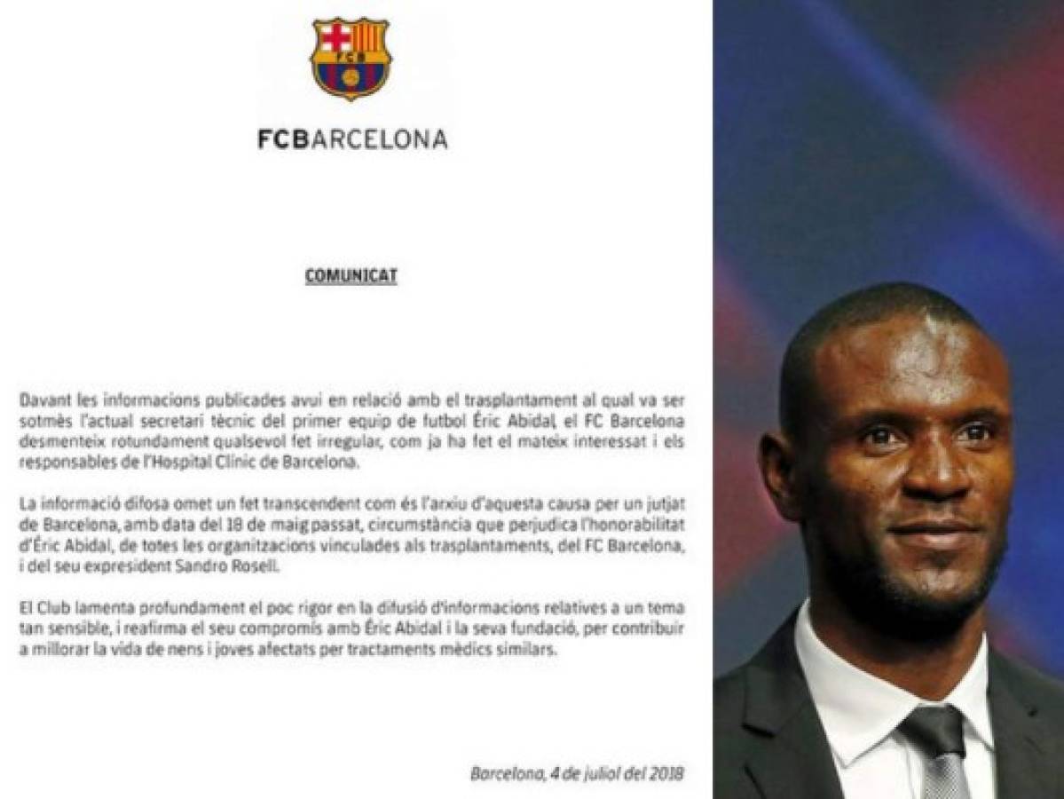 Así desmiente el FC Barcelona el supuesto trasplante ilegal de hígado para Éric Abidal
