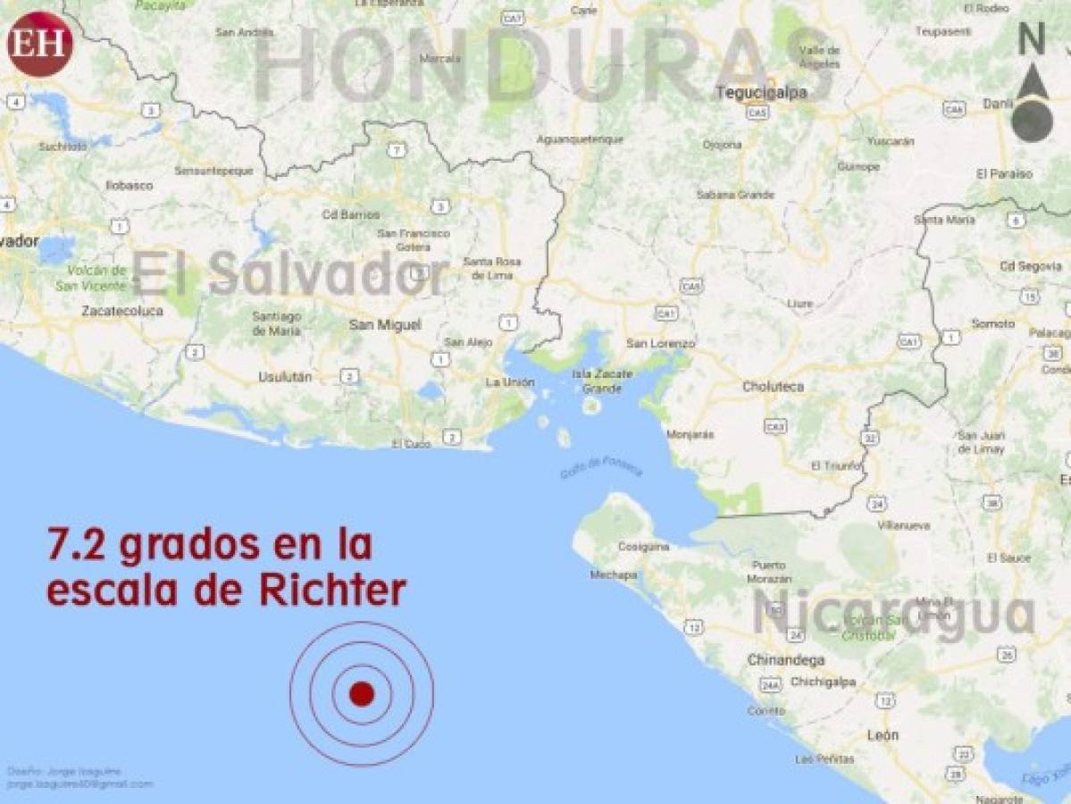 Fuerte sismo de 7.2 sacude El Salvador y se siente en varias zonas de Honduras