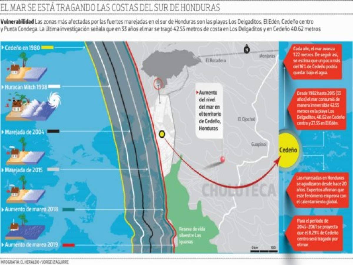 El mar se traga las costas de Cedeño y deja sin casas a familias enteras