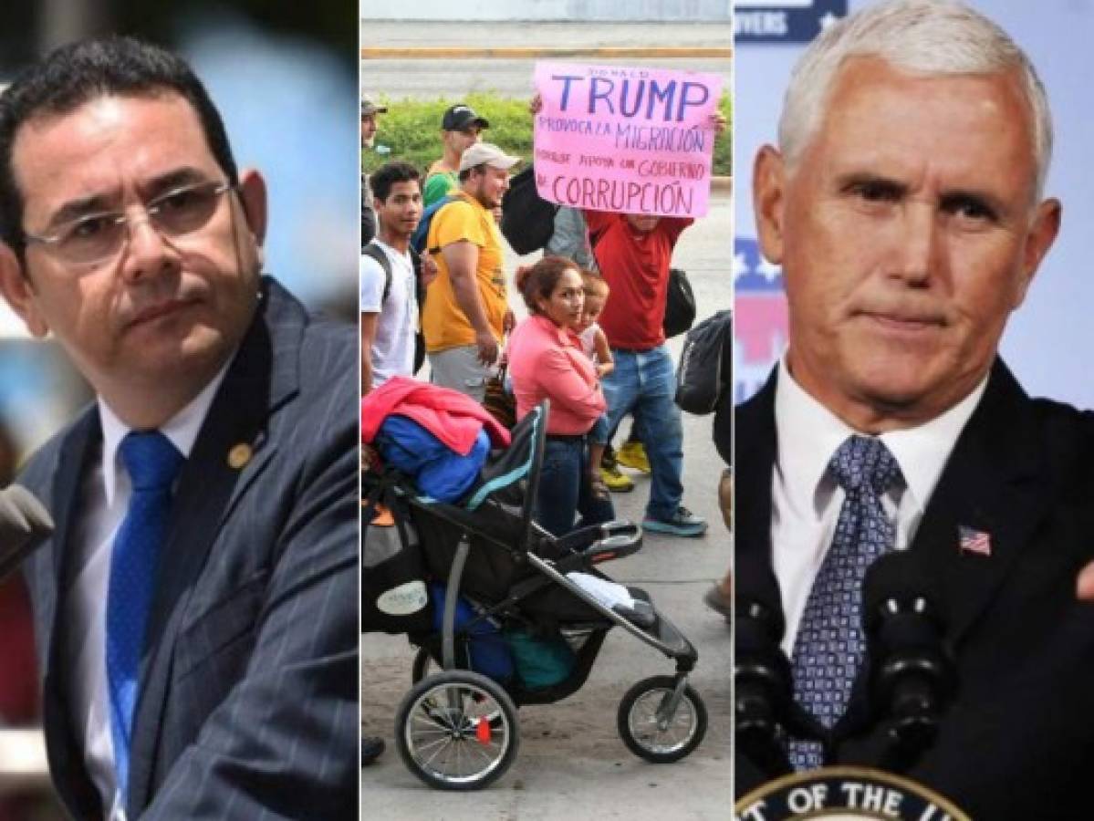 Mike Pence exige al presidente de Guatemala, Jimmy Morales, que coopere a frenar la caravana migrante