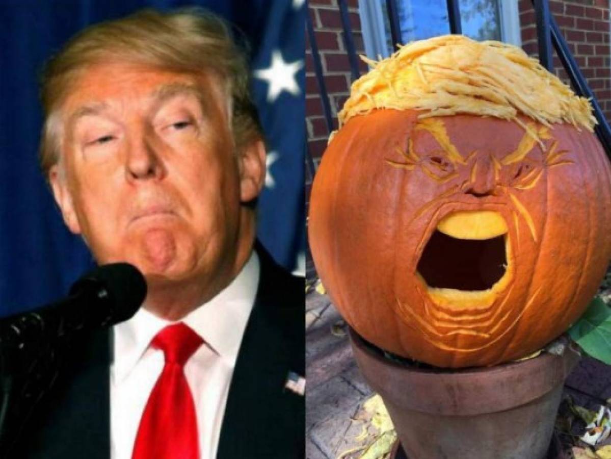 El viento descubre el misterioso color naranja de la piel del presidente Donald Trump