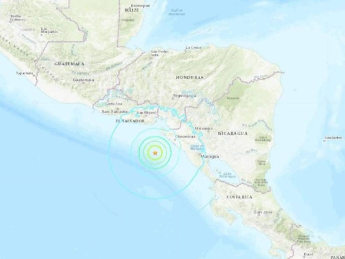 Fuerte sismo sacude la costa oeste de Nicaragua y parte del sur de Honduras